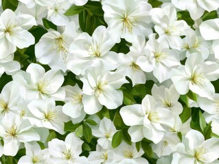 Fototapeta premium Seamless white azaleas Pattern on Green Background