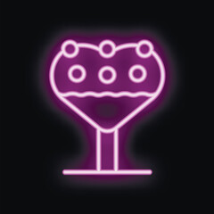 Neon sign representing a delicious cake pop in the shape of heart for valentine's day