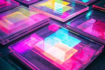 Colorful Transparent Layers with Vibrant Light Reflections in Art