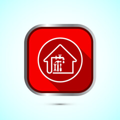 Water supply service icon design illustration. Plumbing repair service sign symbol, Red shadow button design