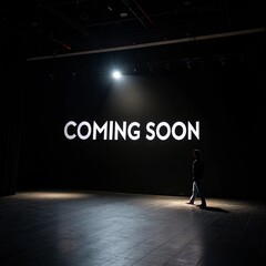 Obraz premium COMING SOON in bold, white letters against dark background