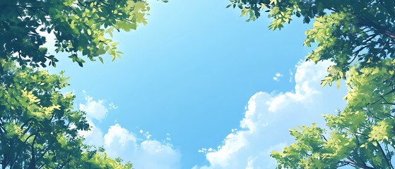 An aerial view of the sky reaching the tree canopies in the forest, perfect for a creative banner with room for text.