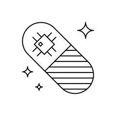 Microchip Outline Icon represents nanoelectronics applications.