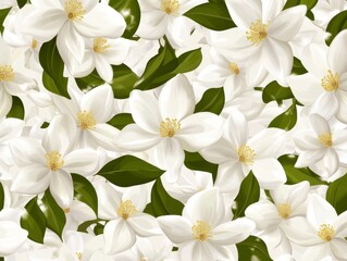 Fototapeta premium Seamless mini white magnolias, Pattern on Green Background