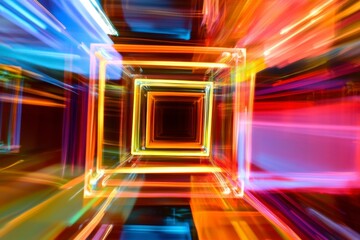 Abstract Colorful Light Trails from Motion and Blur Effect