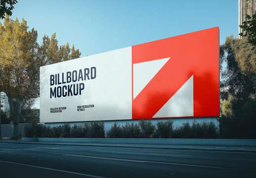 High-Quality Outdoor Billboard Mockup: Showcase Your Advertising Campaigns, Marketing Concepts, and Outdoor Branding with Realistic and Professional Presentation, Generated with AI