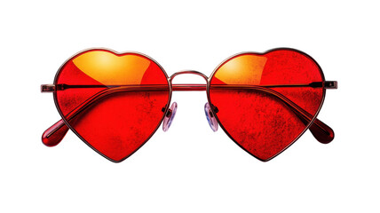 Quirky heart-shaped sunglasses capturing a playful summer vibe in bright red hues