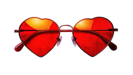 Quirky heart-shaped sunglasses capturing a playful summer vibe in bright red hues
