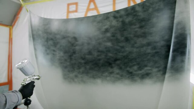 Industrial work Painting from the compressor gun