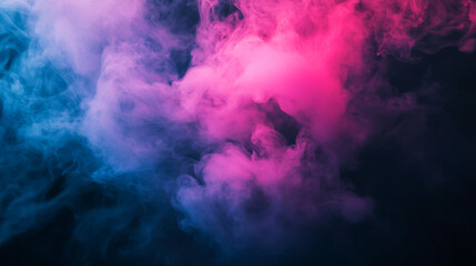 A pink and blue purple smoke wisp on a black background