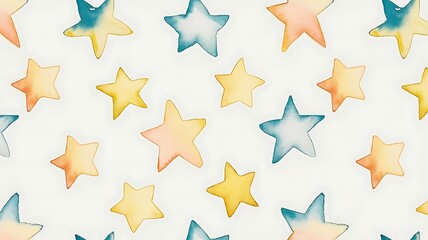 Watercolor Stars Pattern Design for Business use, Cute and Playful Background, Seamless repeatable texture for many applications