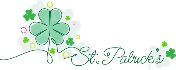 Obraz premium St. Patrick's day typography poster. Hand drawn St. Patrick's day lettering sketch decorated with clover leaves and leprechaun hat. Celtic vector eps 10