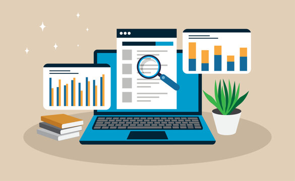 Process of data analysis and online research, emphasizing the importance of critical thinking and visualization in gaining insights and making informed decisions.