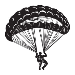 Parachute skydiver flying man silhouette vector design