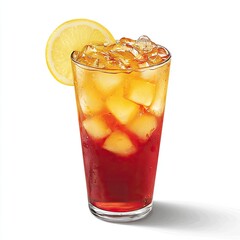 Iced tea with lemon, refreshing summer drink, white background, perfect for menu