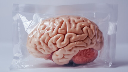 3d illustration of a brain in plastic bag