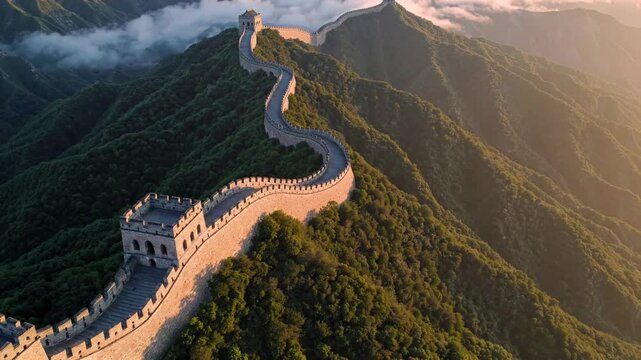 Golden Sunrise Over the Great Wall