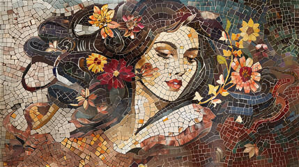Woman face mosaic. 