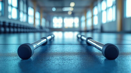 Push up bars on clean gym floor, ready for workout sessions