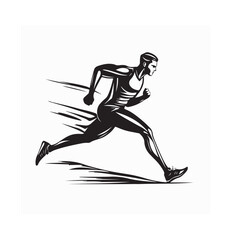 Athlete running marathon logo design vector isolated on white background.