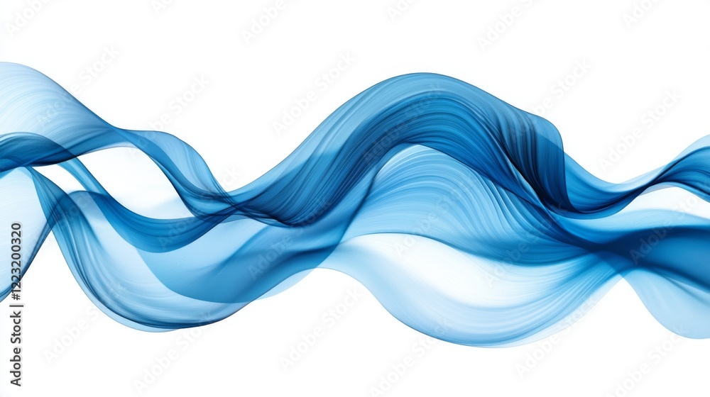 Wall mural flowing abstract waves in blue tones create a sense of calm. the smooth curves symbolize tranquility