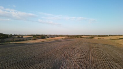 A freshly planted farm field in Iowa, know as the bread basket due to it's rich soils and abundant farm land.