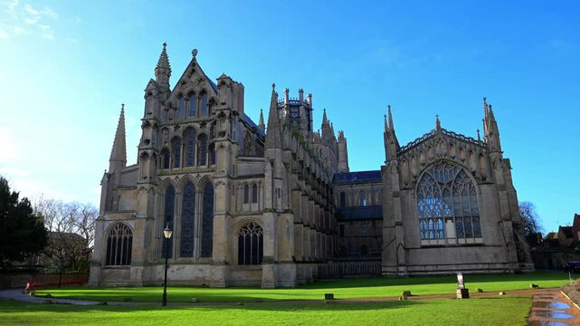Ely cathedral view from the almonry, in ely, cambridgeshire, england.