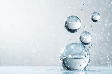 A sequence of falling water droplets in midair, with each droplet perfectly aligned in consecutive motion