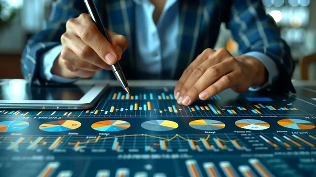Analyzing data trends and insights in a modern office setting