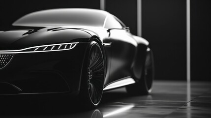 Fototapeta premium Elegant luxury sedan with striking headlight design studio environment high-resolution concept photography