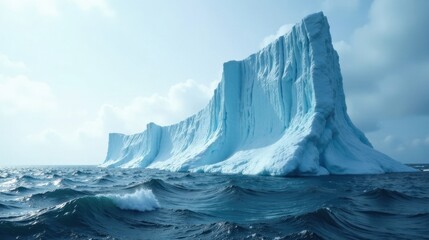 Majestic Glacial Wall Rising from Ocean Depths, a Breathtaking Display of Nature's Frozen Grandeur
