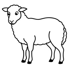 Cute Silhouette of a Sheep line art vector cartoon illustration