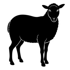 Cute Silhouette of a Sheep line art vector cartoon illustration