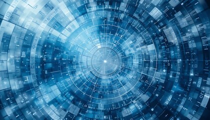 Abstract Blue Digital Technology Circular Pattern Design