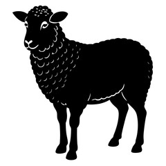 Cute Silhouette of a Sheep line art vector cartoon illustration