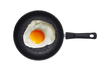 Realistic fried eggs and frying pan