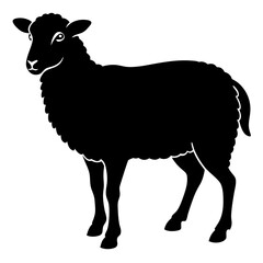 Cute Silhouette of a Sheep line art vector cartoon illustration