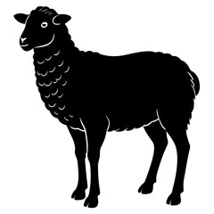 Cute Silhouette of a Sheep line art vector cartoon illustration