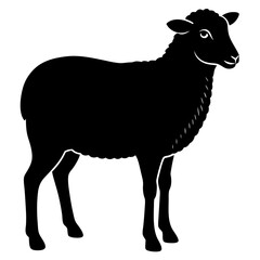 Cute Silhouette of a Sheep line art vector cartoon illustration