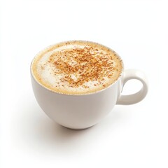Fototapeta premium Cinnamon cappuccino coffee cup, studio shot, white background, breakfast