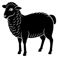 Cute Silhouette of a Sheep line art vector cartoon illustration