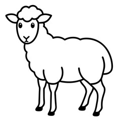 Cute Silhouette of a Sheep line art vector cartoon illustration