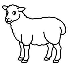 Cute Silhouette of a Sheep line art vector cartoon illustration