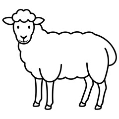 Cute Silhouette of a Sheep line art vector cartoon illustration