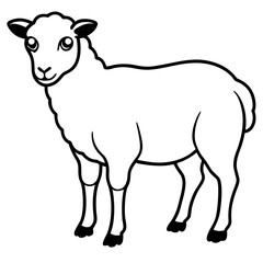 Cute Silhouette of a Sheep line art vector cartoon illustration