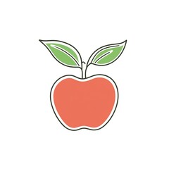Fototapeta premium Fresh red apple with green leaves