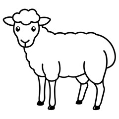 Cute Silhouette of a Sheep line art vector cartoon illustration