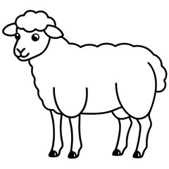 Cute Silhouette of a Sheep line art vector cartoon illustration