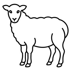 Cute Silhouette of a Sheep line art vector cartoon illustration