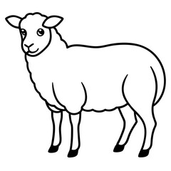 Cute Silhouette of a Sheep line art vector cartoon illustration